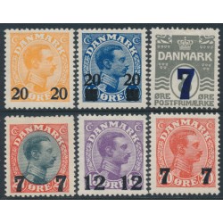 DENMARK - 1926-1927 overprints on King Christian X & Numeral issues, MH – Facit # 170-172+174-176