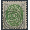 DENMARK - 1871 16Sk emerald-green/grey Numeral, perf. 14:13½, used – Facit # 24a