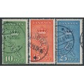 DENMARK - 1929 Cancer Research set of 3, used – Facit # 243-245