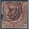 DENMARK - 1852 4 RBS red-brown Crown, ‘retouched POST & shading’ [I/53], used – Facit # 2II