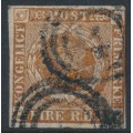 DENMARK - 1854 4RBS grey-brown Crown, imperforate, Thiele III printing, used – Facit # 2IVc