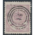 DENMARK - 1865 3Sk lilac Crown, perf. 13:12½, used – Facit # 12a