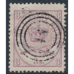 DENMARK - 1865 3Sk lilac Crown, perf. 13:12½, used – Facit # 12a