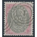 DENMARK - 1875 20øre grey/rose Numeral, perf. 14:13½, inverted frame, used – Facit # 34a