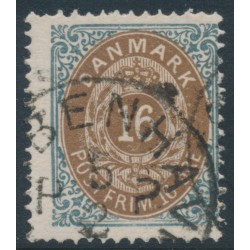 DENMARK - 1875 16øre brown/grey Numeral, perf. 14:13½, inverted watermark, used – Facit # 33evm DENMARK - 1875 16øre brown/grey Numeral, perf. 14:13½, inverted watermark, used – Facit # 33evm
