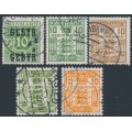 DENMARK - 1923-1934 5øre & 10øre Gebyr stamps complete set, used – Facit # GB1-GB5 DENMARK - 1923-1934 5øre & 10øre Gebyr stamps complete set, used – Facit # GB1-GB5
