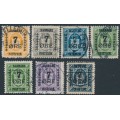 DENMARK - 1926 7øre overprints on Postage Dues set of 7, used – Facit # 124-130