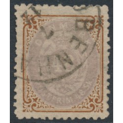 DENMARK - 1870 48Sk lilac/brown Numeral, perf. 12½:12½, used – Facit # 27
