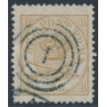 DENMARK - 1868 8Sk yellow-brown Crown, perf. 13:12½, used – Facit # 14b