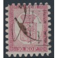 FINLAND - 1864 10Kop carmine-rose Coat of Arms, roulette I, used – Facit # 4C1LK