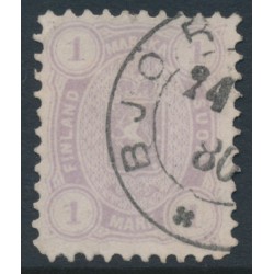 FINLAND - 1877 1Mark lilac Coat of Arms, perf. 11:11, used – Facit # 19Sb