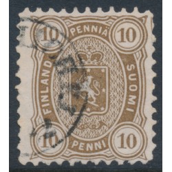 FINLAND - 1881 10Pen olive-brown Coat of Arms, perf. 11:11, used – Facit # 15Sa