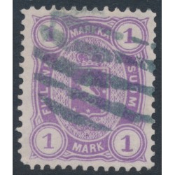 FINLAND - 1882 1Mk violet Coat of Arms, perf. 12½:12½, used – Facit # 19LC²b