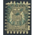 FINLAND - 1870 10Pen black Coat of Arms, roulette III, yellow paper, used – Facit # 7v3C3 FINLAND - 1870 10Pen black Coat of Arms, roulette III, yellow paper, used – Facit # 7v3C3