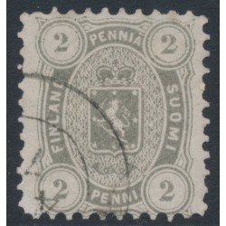 FINLAND - 1875 2Pen brownish grey Coat of Arms, perf. 11:11, used – Facit # 12Sb