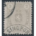 FINLAND - 1888 2Pen olive-grey Coat of Arms, perf. 12½:12½, used – Facit # 12Lc