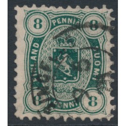 FINLAND - 1875 8Pen dark green Coat of Arms, perf. 11:11, used – Facit # 14Sd