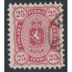 FINLAND - 1881 25Pen bright carmine Coat of Arms, perf. 11:11, used – Facit # 17Se