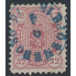 FINLAND - 1875 32Pen dull light rose Arms, perf. 11:11, on very thin paper, used – Facit # 18Saxx FINLAND - 1875 32Pen dull light rose Arms, perf. 11:11, on very thin paper, used – Facit # 18Saxx