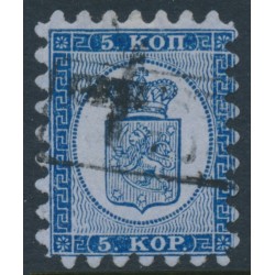 FINLAND - 1864 5Kop blue Coat of Arms, roulette I, used – Facit # 3C1LKb