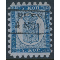 FINLAND - 1864 5Kop blue Coat of Arms, roulette I, used – Facit # 3C1La FINLAND - 1864 5Kop blue Coat of Arms, roulette I, used – Facit # 3C1La