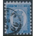 FINLAND - 1864 5Kop blue Coat of Arms, roulette I, used – Facit # 3C1La