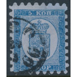 FINLAND - 1864 5Kop blue Coat of Arms, roulette I, used – Facit # 3C1La FINLAND - 1864 5Kop blue Coat of Arms, roulette I, used – Facit # 3C1La