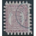 FINLAND - 1870 5Pen lilac-brown Coat of Arms, roulette III, ribbed paper, used – Facit # 5v1C3