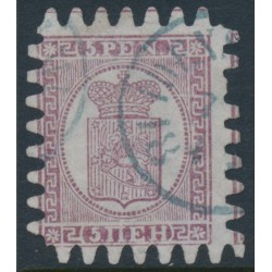 FINLAND - 1870 5Pen lilac-brown Coat of Arms, roulette III, ribbed paper, used – Facit # 5v1C3