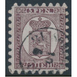 FINLAND - 1866 5Pen lilac-brown Coat of Arms, roulette I, ribbed paper, used – Facit # 5v1C1 FINLAND - 1866 5Pen lilac-brown Coat of Arms, roulette I, ribbed paper, used – Facit # 5v1C1