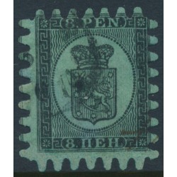 FINLAND - 1867 8Pen black Coat of Arms, roulette III, green paper, used – Facit # 6v1C3 FINLAND - 1867 8Pen black Coat of Arms, roulette III, green paper, used – Facit # 6v1C3