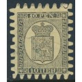 FINLAND - 1872 10Pen black Coat of Arms, roulette III, yellow paper, used – Facit # 7v4C3