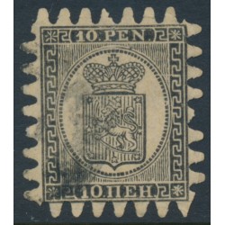 FINLAND - 1872 10Pen black Coat of Arms, roulette III, fawn paper, used – Facit # 7v1C3