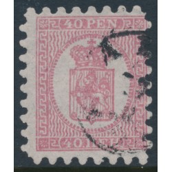 FINLAND - 1872 40Pen red Coat of Arms, roulette I, rose paper, used – Facit # 9v1C1