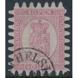 FINLAND - 1867 40Pen red Coat of Arms, roulette III, pale rose paper, used – Facit # 9v1C3 FINLAND - 1867 40Pen red Coat of Arms, roulette III, pale rose paper, used – Facit # 9v1C3
