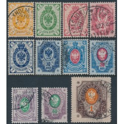 FINLAND - 1891 1K to 1R Russian Arms with circles, used – Facit # 35-45