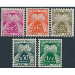 FRANCE - 1960 5c to 1Fr Postage Dues set of 5, MNH – Michel # P93-P97