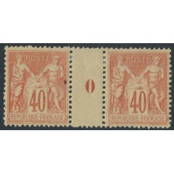 FRANCE - 1881 40c brick-red Peace & Commerce, Millésime gutter pair, MH – Michel # 65II FRANCE - 1881 40c brick-red Peace & Commerce, Millésime gutter pair, MH – Michel # 65II