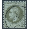 FRANCE - 1862 1c olive-green on blue Napoléon with laurels, perf. 14:13½, used – Michel # 24