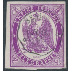 FRANCE - 1868 2Fr violet Telegraph Stamp, imperforate, used – Michel # T4