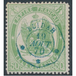 FRANCE - 1868 50c green Telegraph Stamp, perf. 12½:12½, used – Michel # T6