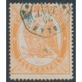 FRANCE - 1868 1Fr orange Telegraph Stamp, perf. 12½:12½, used – Michel # T7