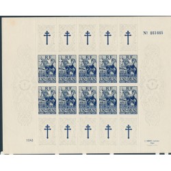 FRANCE - 1943 1.50+98.50Fr blue/grey France Combattante Algerian sheet, MNH – Michel # 6 FRANCE - 1943 1.50+98.50Fr blue/grey France Combattante Algerian sheet, MNH – Michel # 6