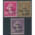 FRANCE - 1930 Caisse d’Amortissement set of 3, MH – Michel # 252-254
