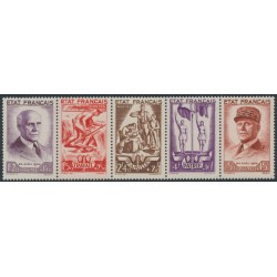 FRANCE - 1943 Marshal Pétain strip of 5, MNH – Michel # 589-593