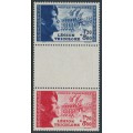 FRANCE - 1942 La Légion Tricolore vertical strip of 3, MNH – Michel # 576-577