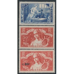 FRANCE - 1935 Intellectuals Welfare Fund set of 3, MH – Michel # 303-304+335