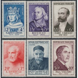FRANCE - 1954 Famous Frenchmen set of 6, MNH – Michel # 1015-1020