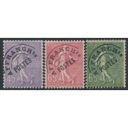 FRANCE - 1924 45c & 65c Semeuses with pre-cancels, MH – Michel # 159V+163V+164V