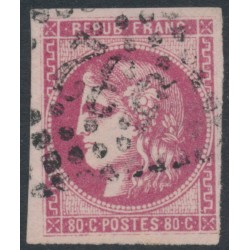 FRANCE - 1870 80c rose Cérès (Bordeaux printing), imperforate, used – Michel # 44a